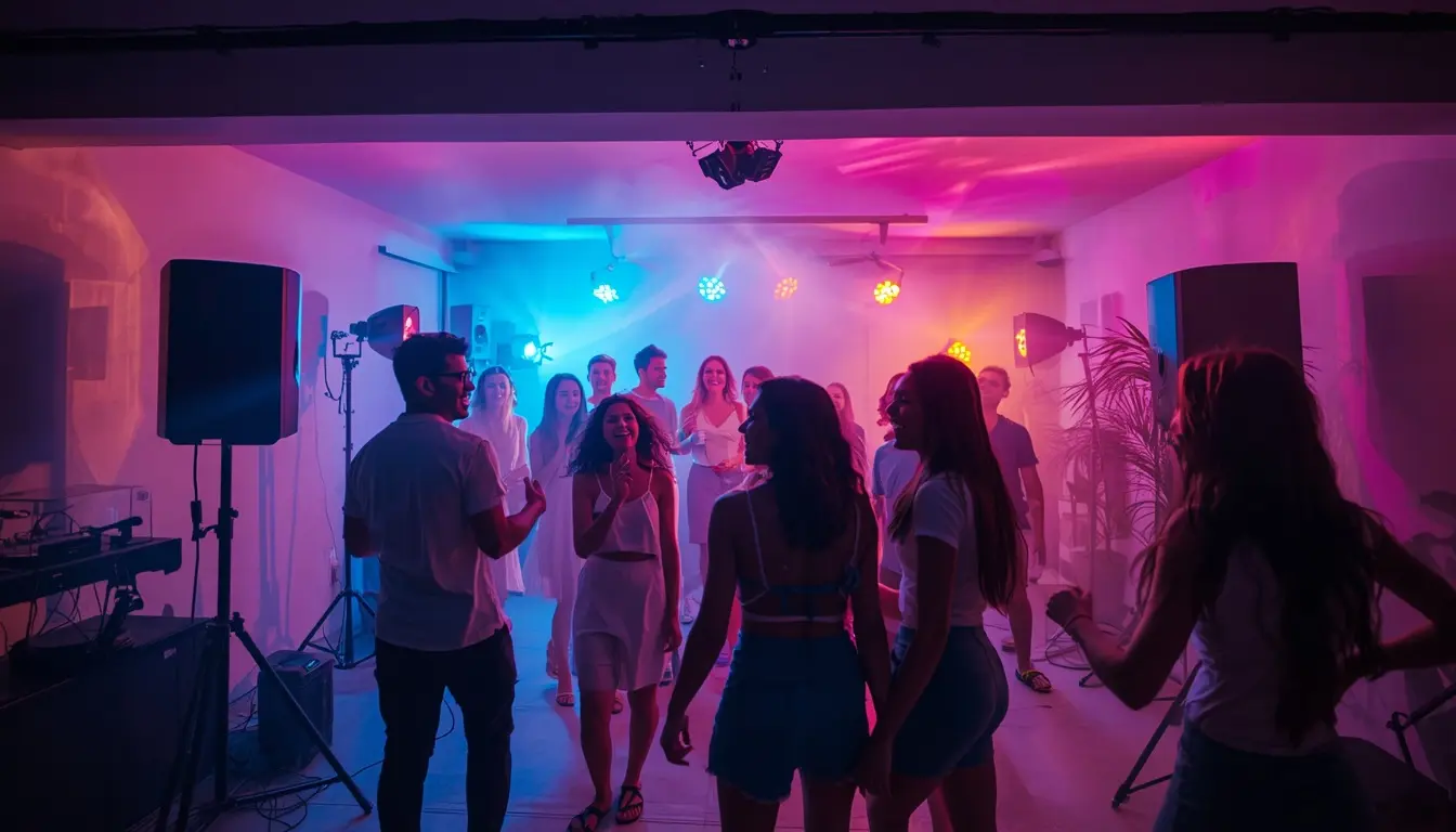 Estrutura de som e iluminação para evento